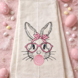 Easter Bunny with Glasses Kitchen Towel